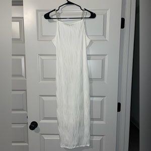 Rihoas cocktail dress. Fitted. Pearl straps. Midi. White.